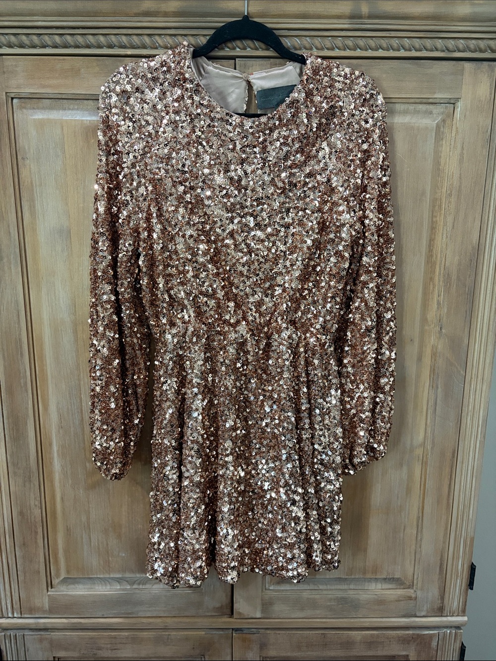Anthropologie Rose Gold Sequin Mini Dress